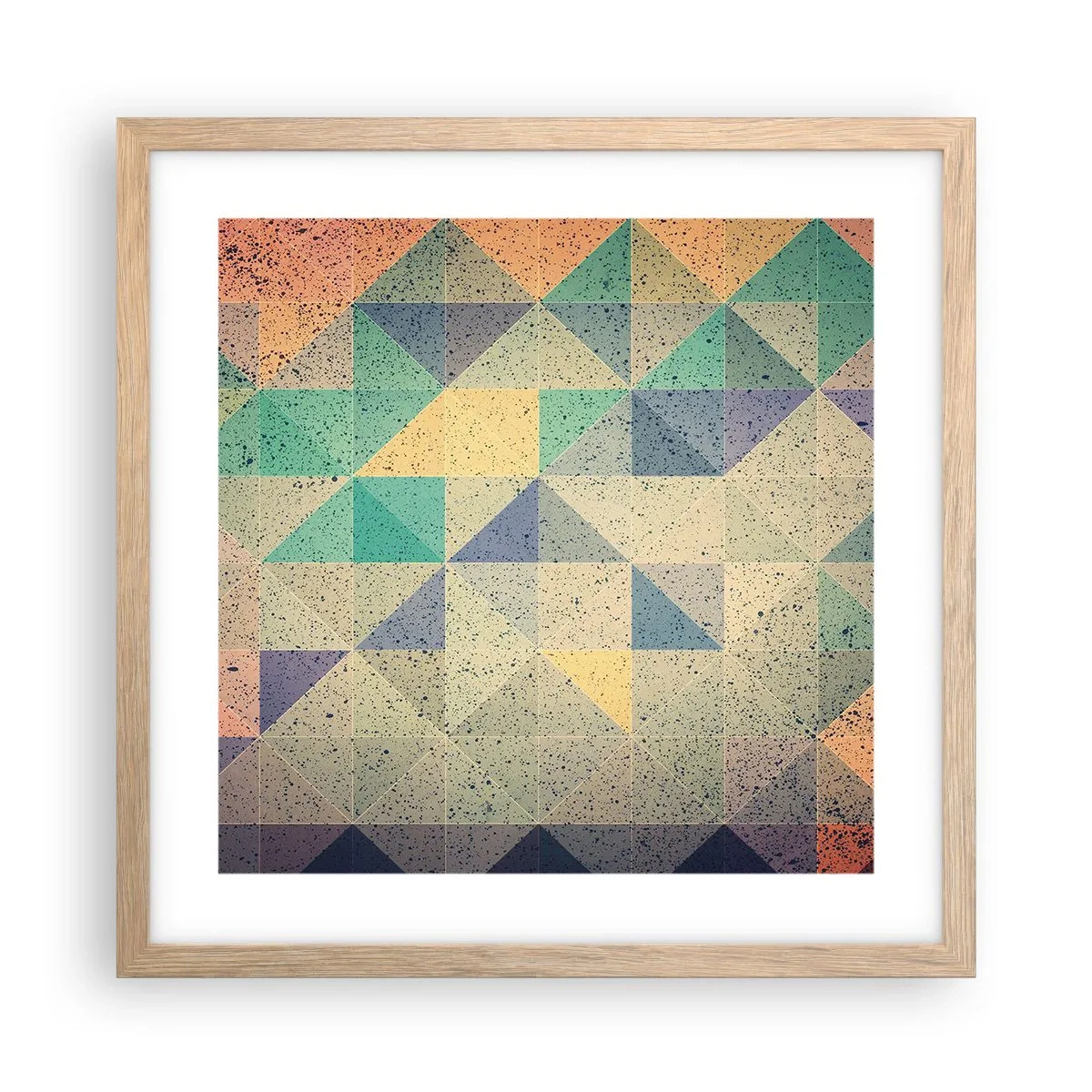 Plakát v rámu světlý dub - Republika trojúhelníků - 40x40 cm