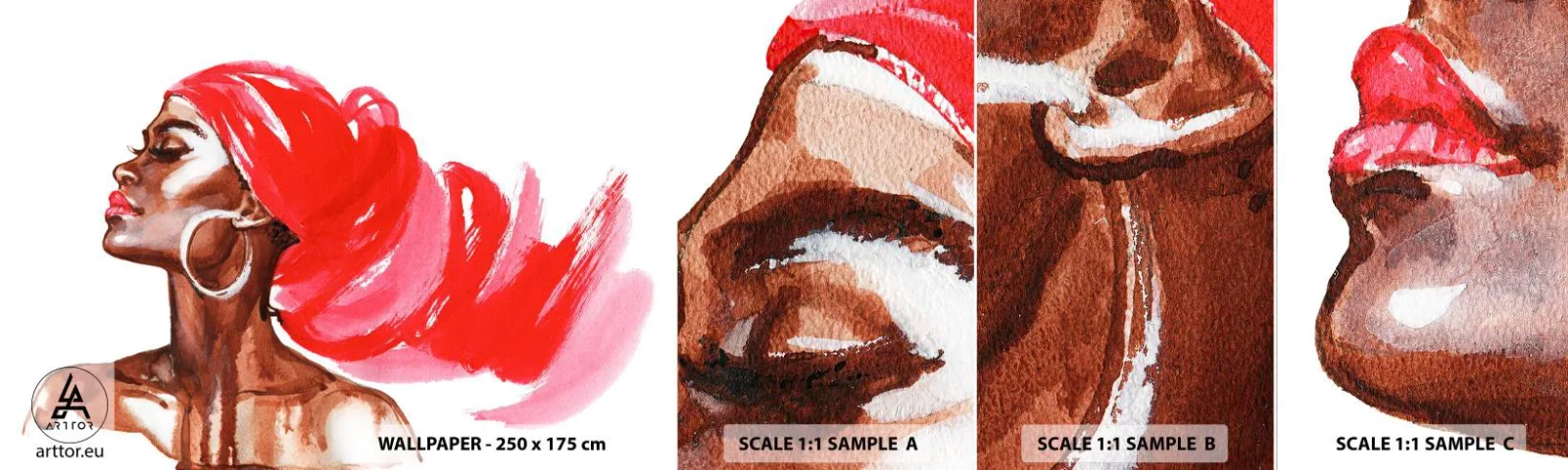 Fototapeta Vzorek Standard Eco - „Existuje vítr, který roztahuje mužské nozdry“ - Portrét ženy, ženská tvář, Abstrakce - 100x30 cm