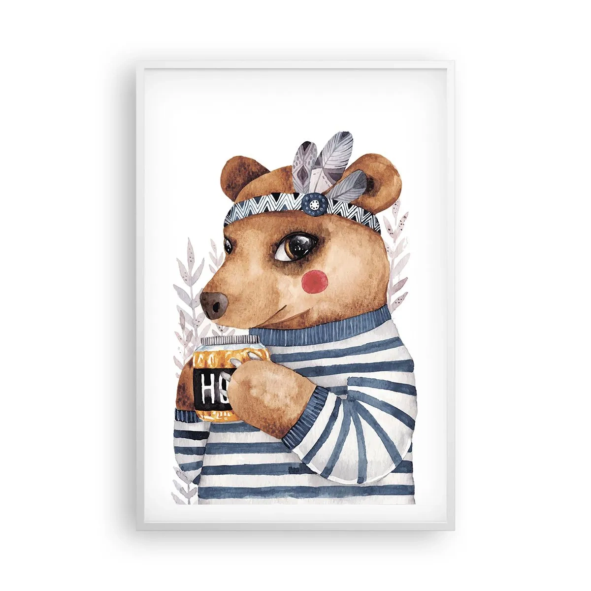 Plakát v bílém rámu - Sladký medvídek - 61x91 cm