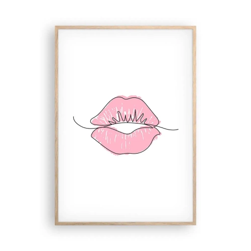 Plakát v rámu světlý dub - Jsi připraven na polibek? - 70x100 cm
