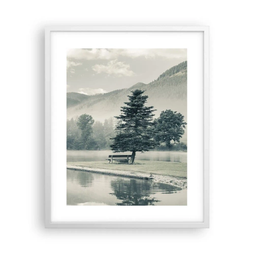 Plakát v bílém rámu - Jezero ještě spí - 40x50 cm