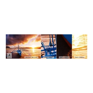 Vzor Fototapety Samolepicí Deluxe Sticker - Po celém dni se natáhnout na písku - Krajina, Moře, Rybářská loď - 100x30 cm