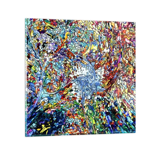 Obraz na skle - Vitráž s kapkami - 70x70 cm