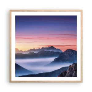 Plakát v rámu světlý dub - Nad údolími - 60x60 cm