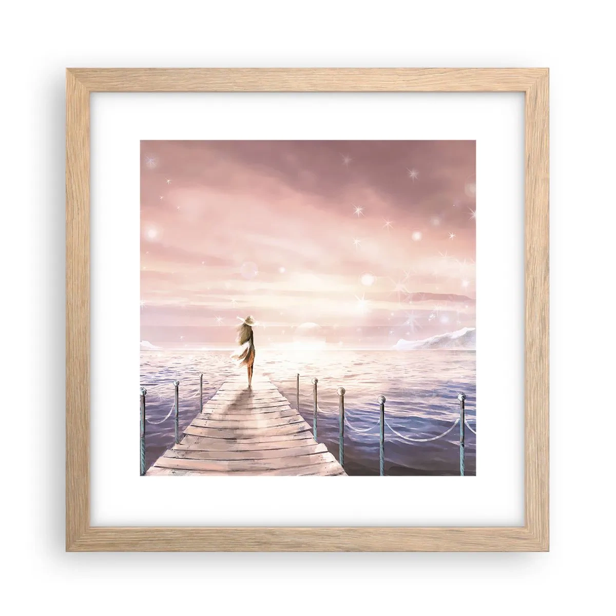 Plakát v rámu světlý dub - Ve světle snu - 30x30 cm