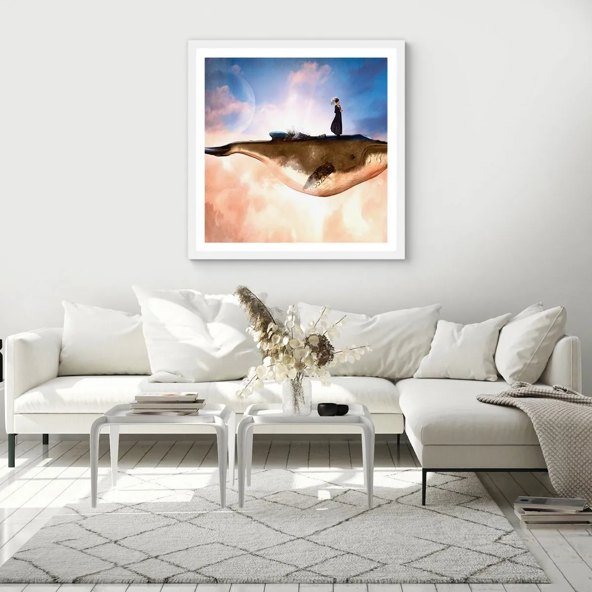Plakát v bílém rámu - Surrealistická cesta - 60x60 cm