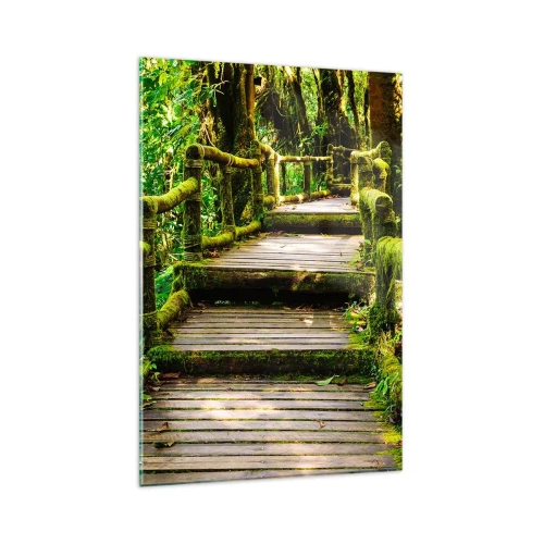 Obraz na skle - Chodbou zeleně - 80x120 cm