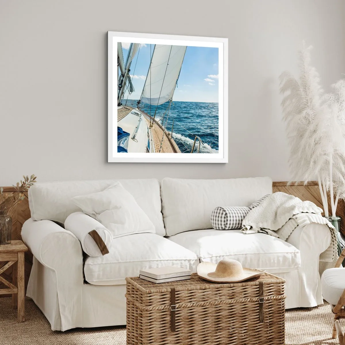 Plakát v bílém rámu - Ahoj, dobrodružství - 40x40 cm