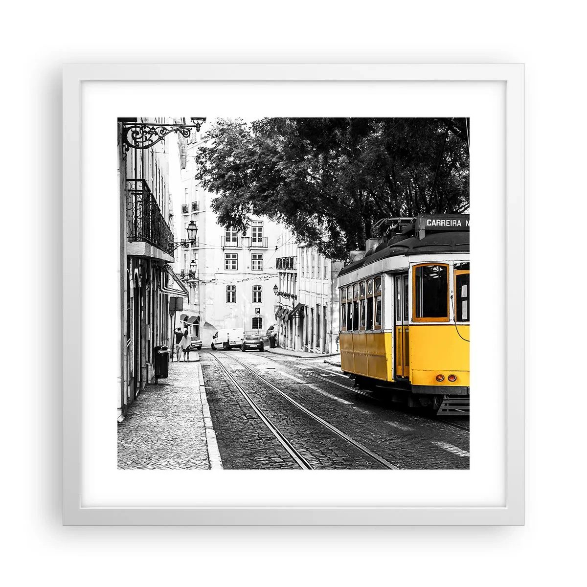 Plakát v bílém rámu - Fado v pozadí - 40x40 cm