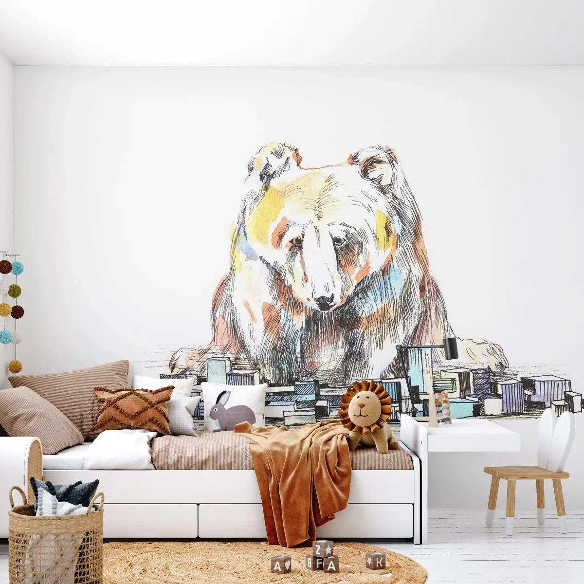 Fototapeta Samolepicí Deluxe Sticker - Jak lze takto žít? - Zvířata, Medvěd, Grafika - 250x175 cm