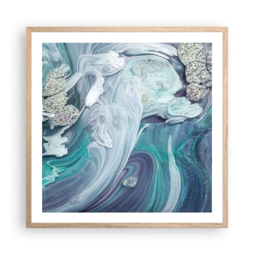 Plakát v rámu světlý dub - Proudy modré - 60x60 cm