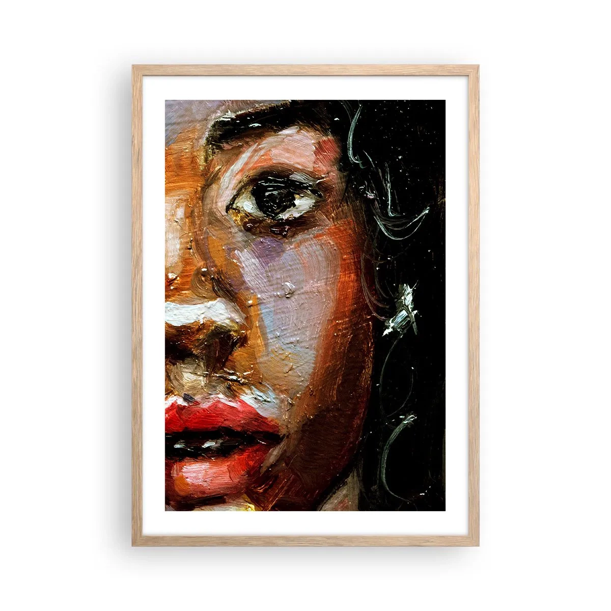 Plakát v rámu světlý dub - Černá a jas - 50x70 cm