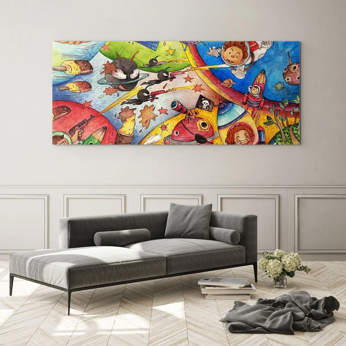 Obraz na skle - Velké vesmírné dobrodružství - 100x40 cm