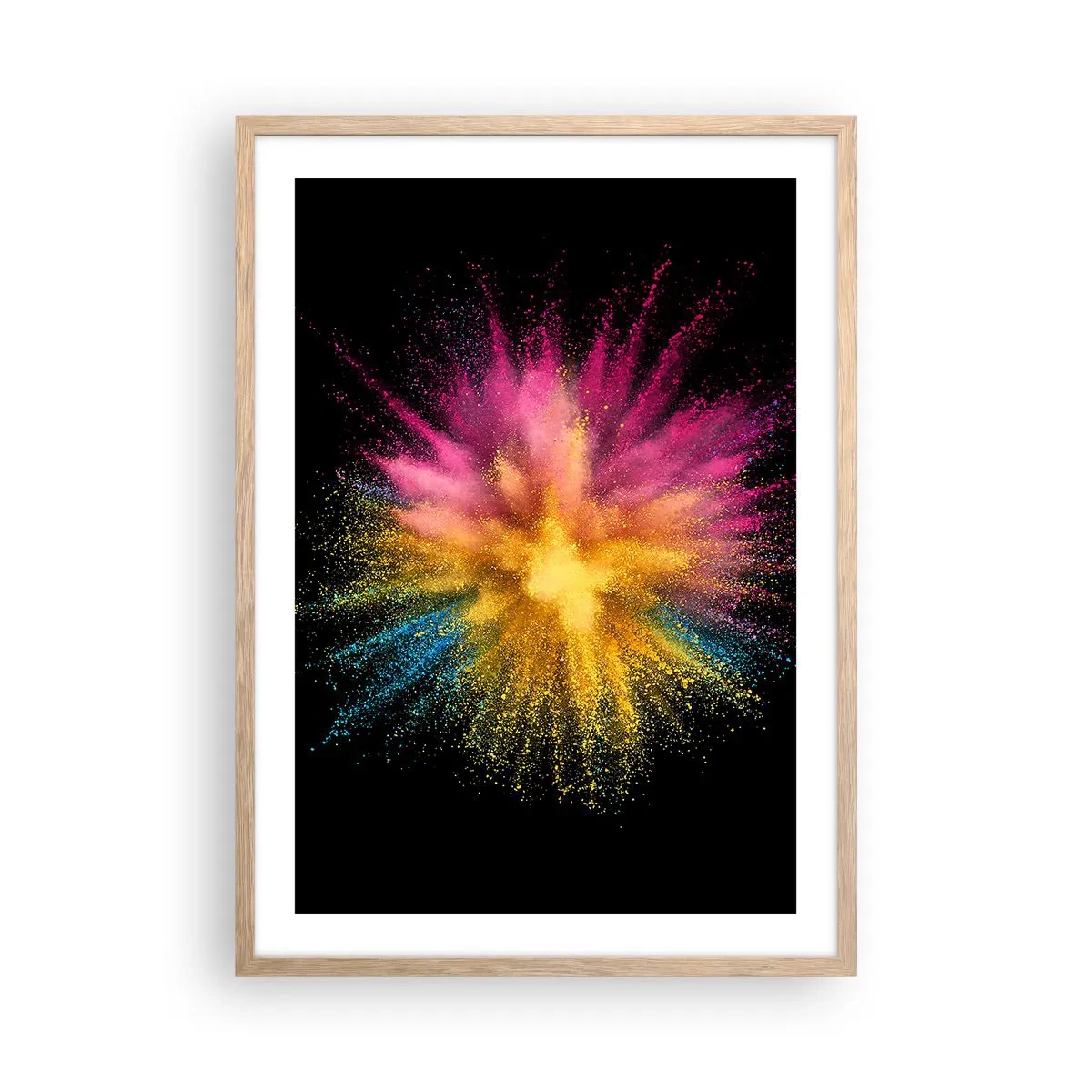 Plakát v rámu světlý dub - Zrození barev  - 50x70 cm