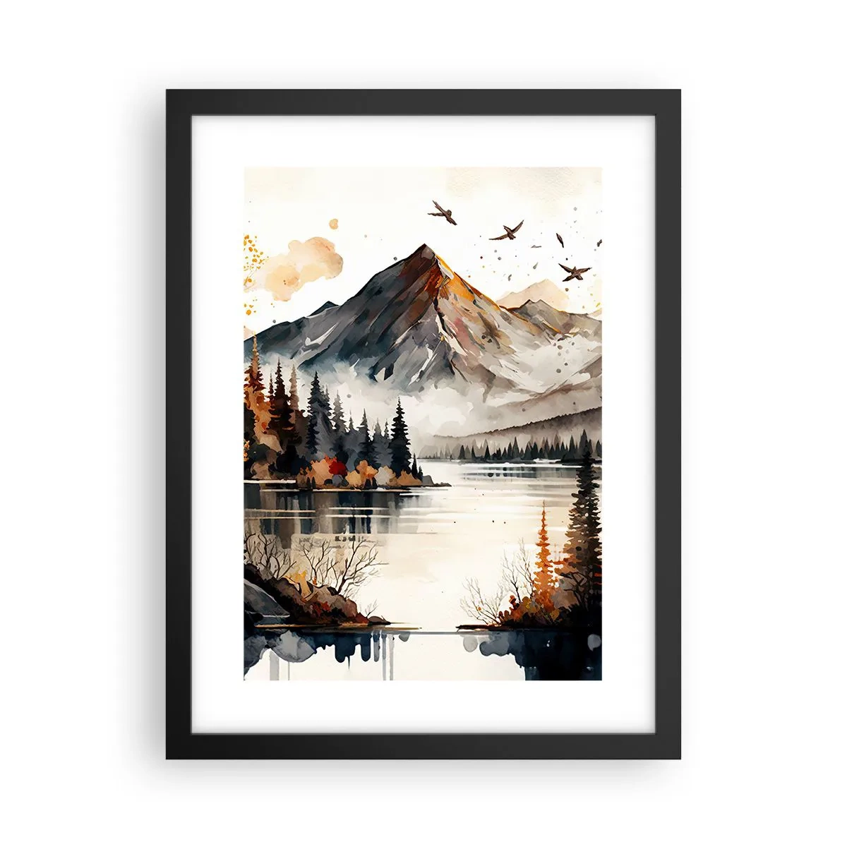 Plakát v černém rámu - Zlatý podzim na horách - 30x40 cm