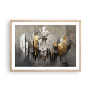 Plakát v rámu světlý dub - Kompozice z ledu a světla - 70x50 cm