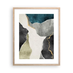 Plakát v rámu světlý dub - Mozaiková kompozice se zlatou nití - 40x50 cm