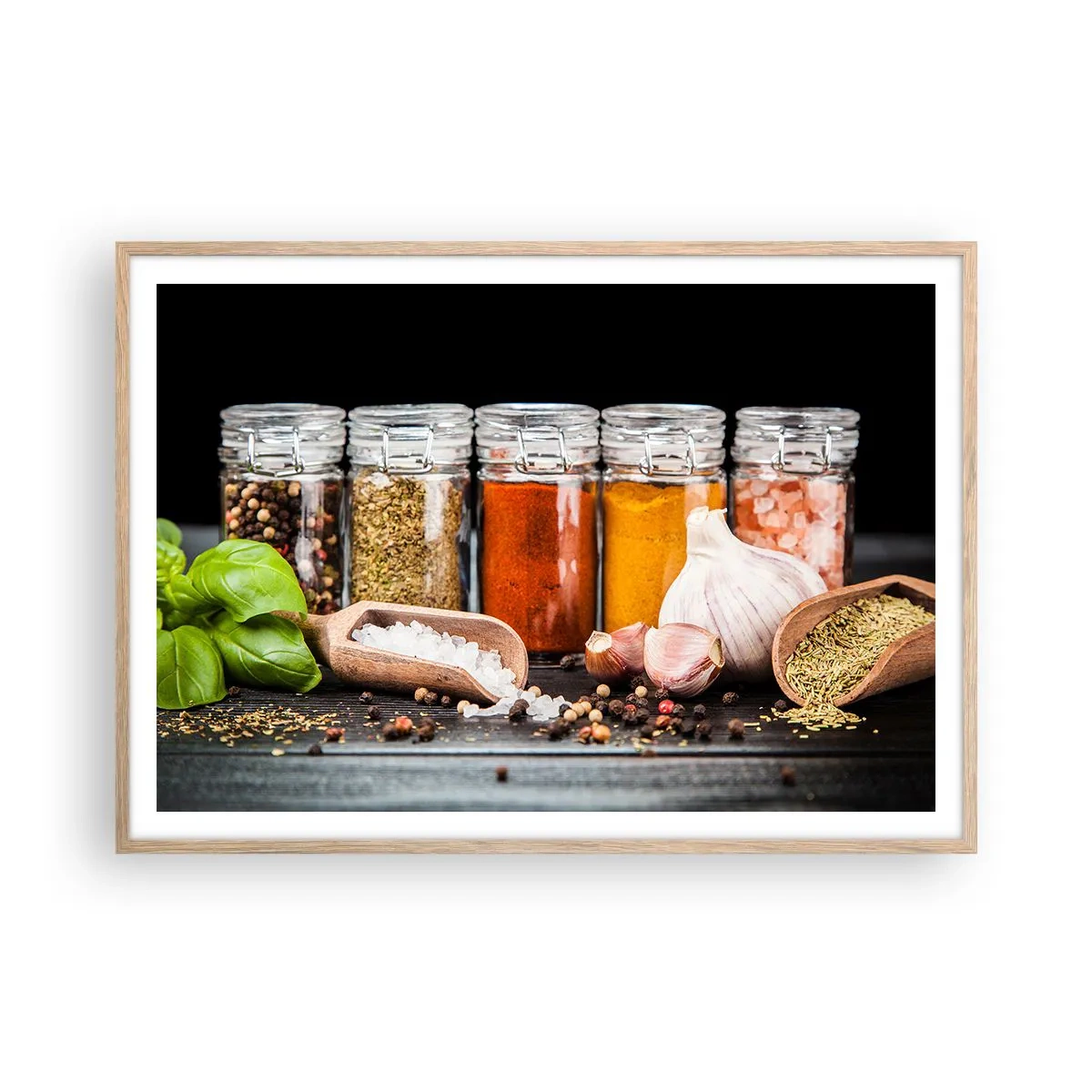 Plakát v rámu světlý dub - Aby měl život chuť - 100x70 cm