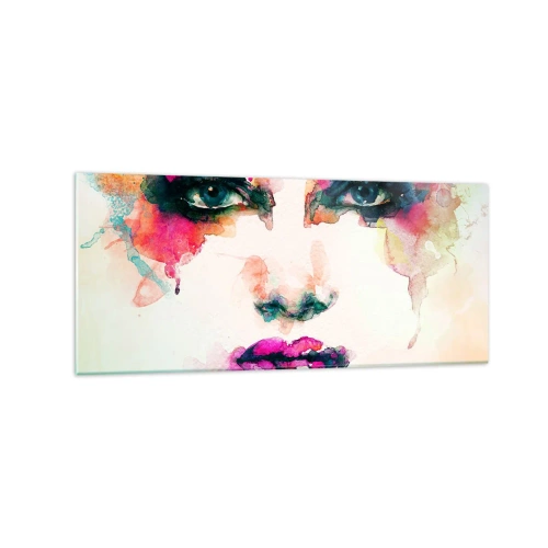 Obraz na skle - Portrét malovaný duhou - 120x50 cm