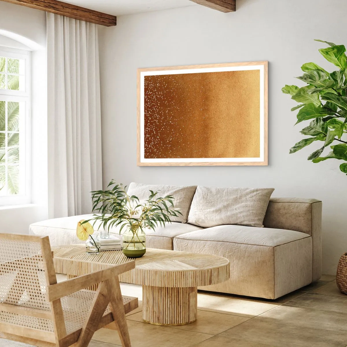 Plakát v rámu světlý dub - Zrození světla - 70x50 cm
