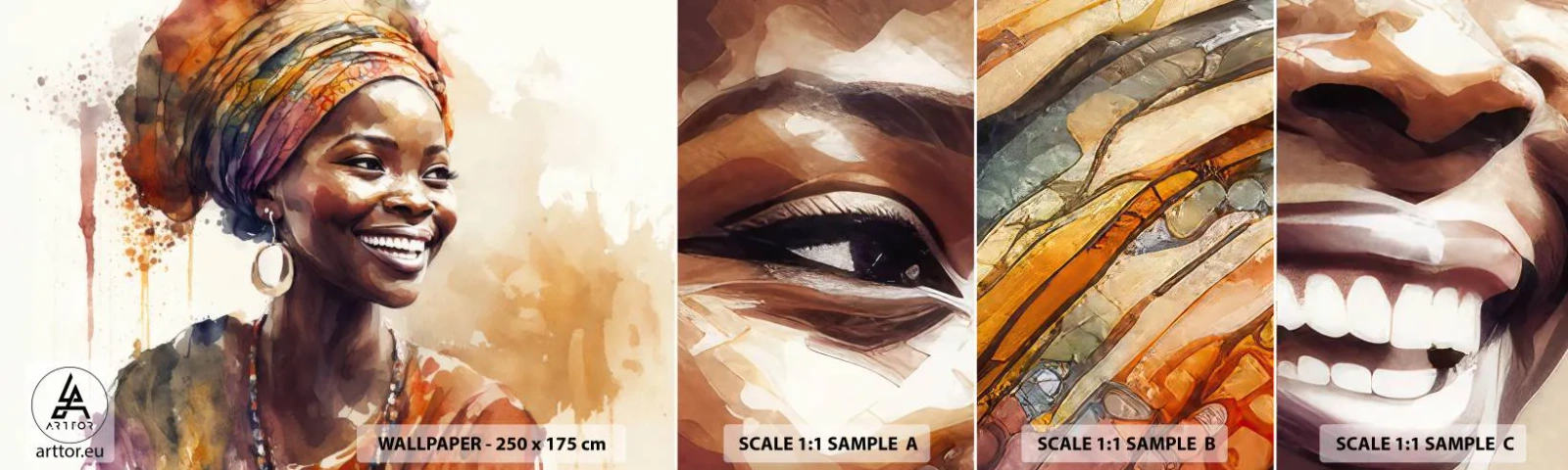 Vzor Fototapety Samolepicí Deluxe Sticker - Africká královna - Žena, Afro-Američan, Portrét - 100x30 cm