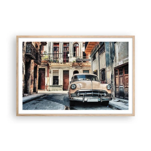 Plakát v rámu světlý dub - Siesta v Havaně - 91x61 cm