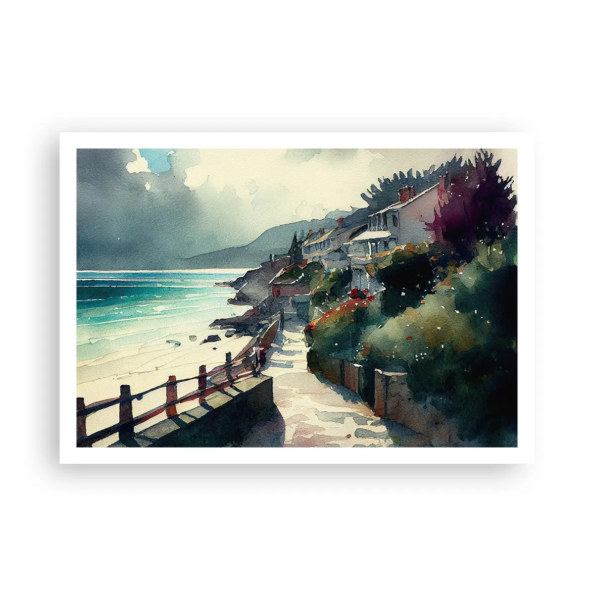 Plakát - Středomořské městečko - 100x70 cm