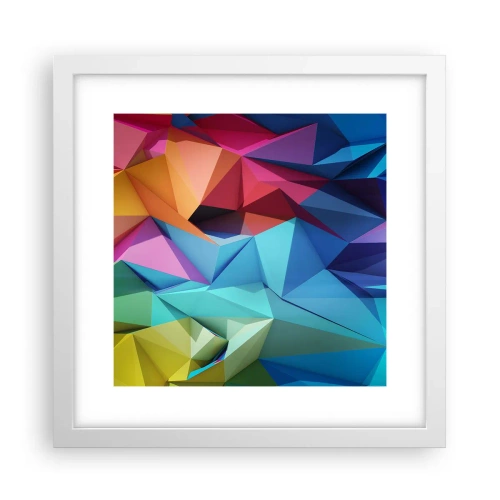 Plakát v bílém rámu - Duhové origami - 30x30 cm