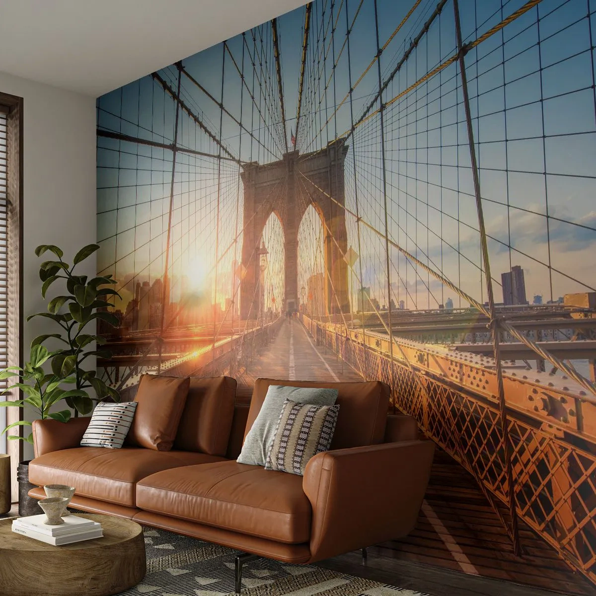 Fototapeta Samolepicí Deluxe Sticker - Na zlatém mostě - New York, Brooklynský most, Architektura - 250x175 cm