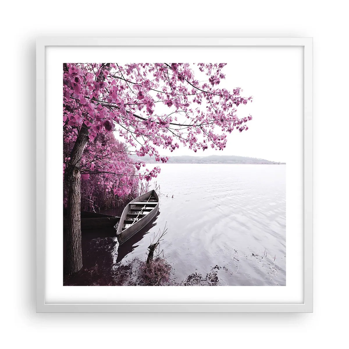 Plakát v bílém rámu - V růžovém tichu - 50x50 cm