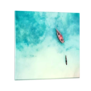 Obraz na skle - Protože na plážích Zanzibaru, když je přebytek vody… - 30x30 cm