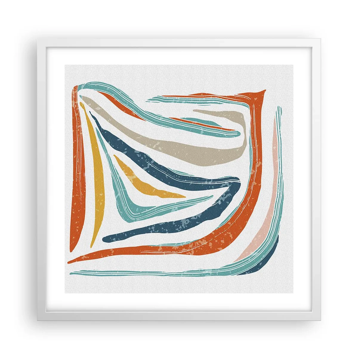 Plakát v bílém rámu - Přátelsky usměvavá abstrakce - 50x50 cm