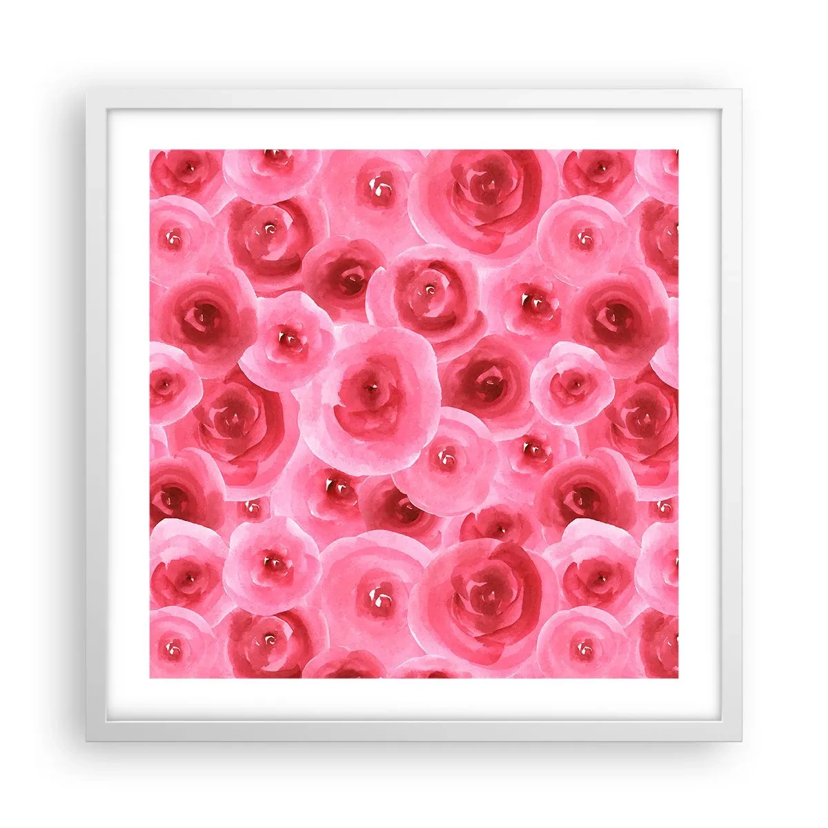 Plakát v bílém rámu - Růže dole i nahoře - 50x50 cm