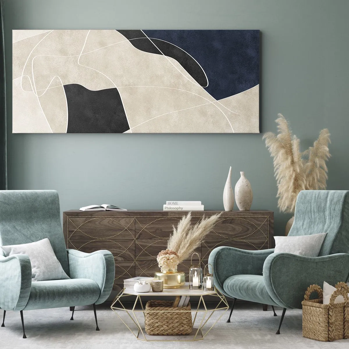 Obraz na plátně - Abstraktní kompozice – kontrast barev - 100x40 cm
