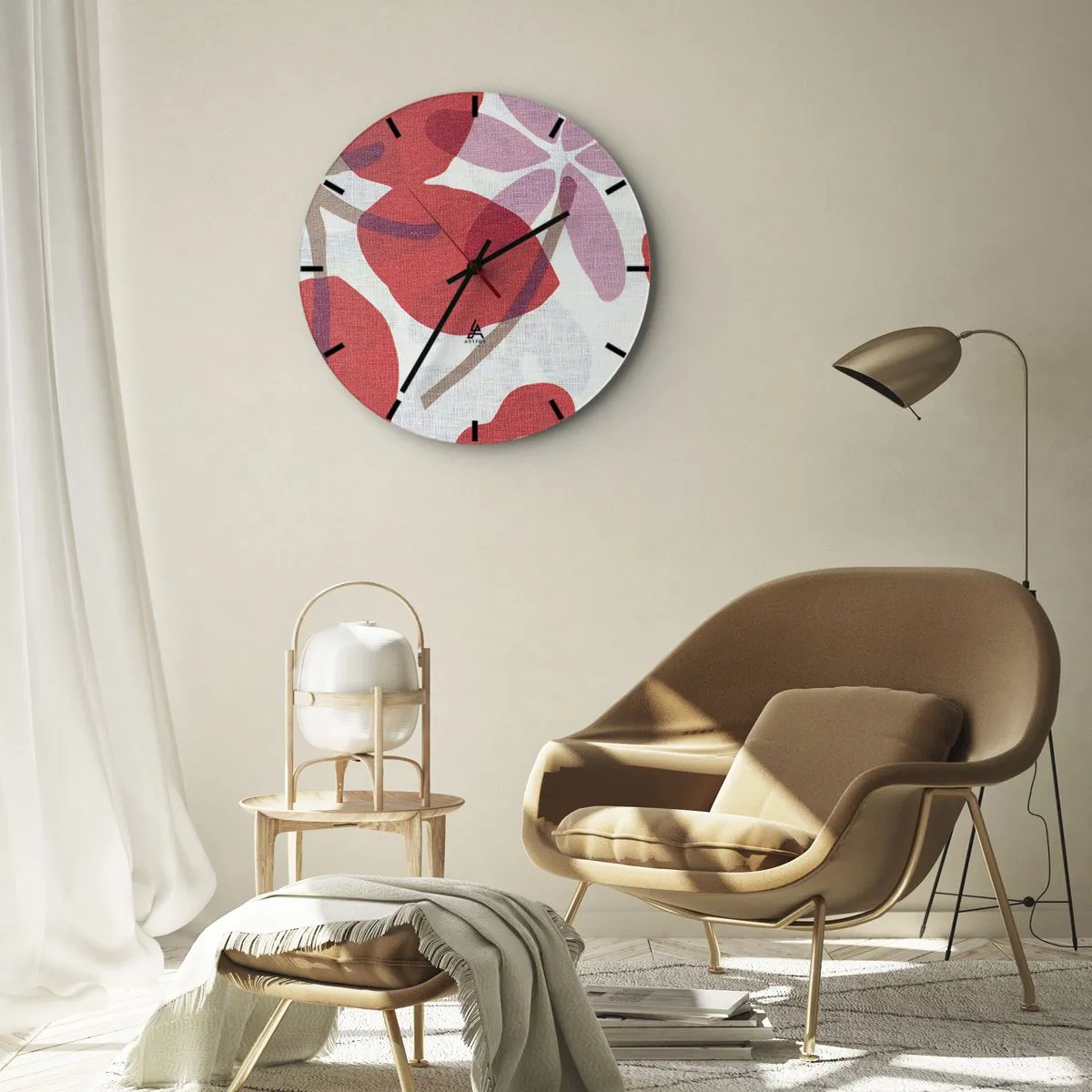 Nástěnné hodiny - Květinová kompozice v růžové - 30x30 cm