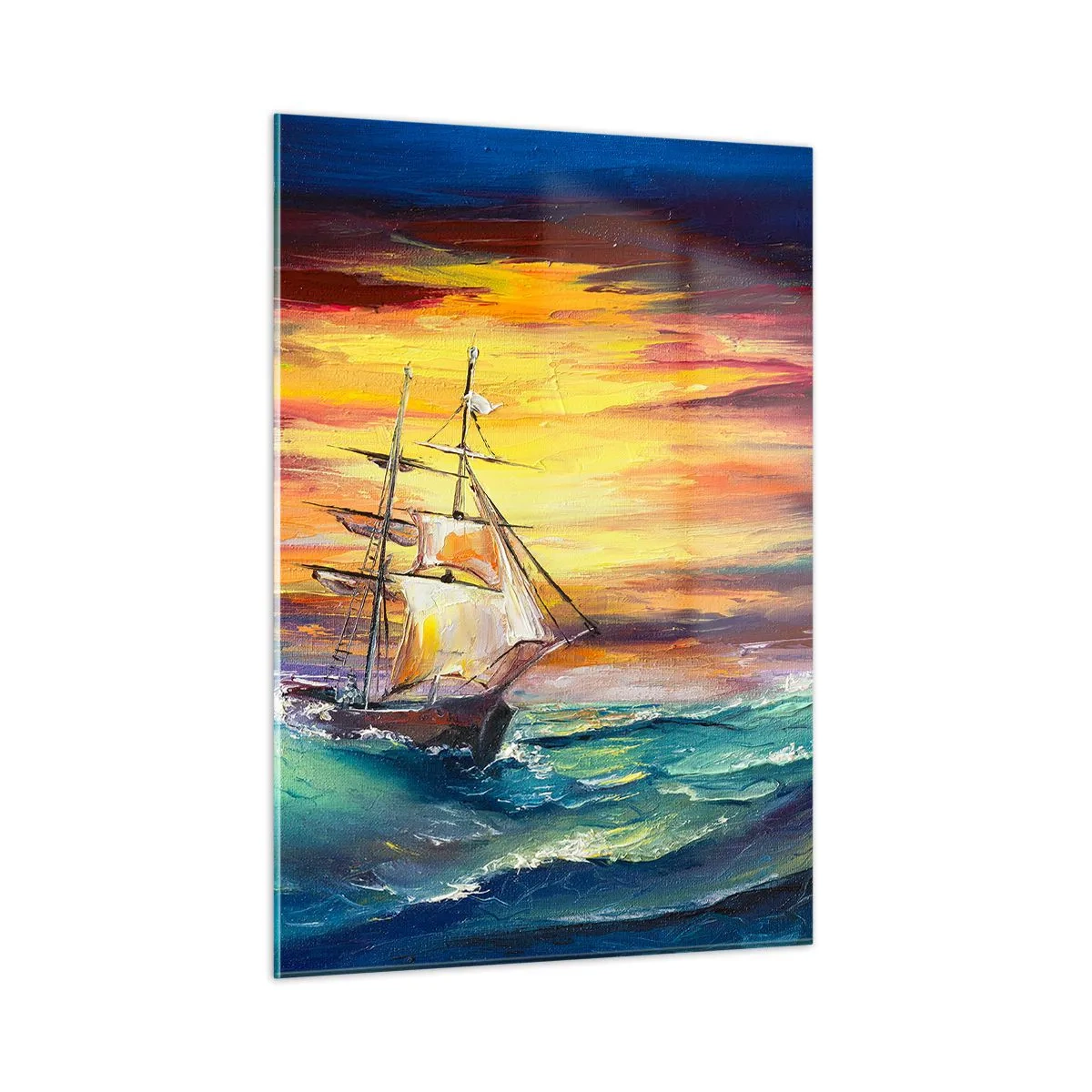 Obraz na skle - Statečně proti vlnám - 50x70 cm