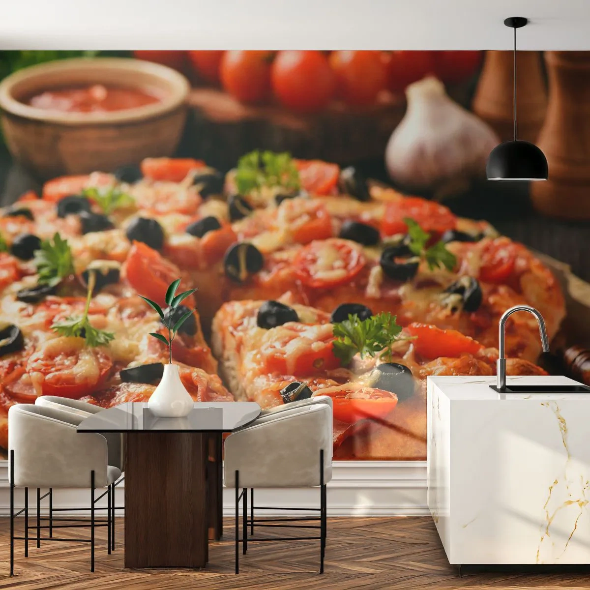 Fototapeta na míru Premium Sand - Opět jsi měl štěstí - Gastronomie, Pizza, Rajče