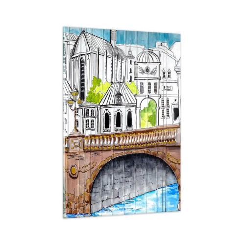 Obraz na skle - Město jako malované - 70x100 cm