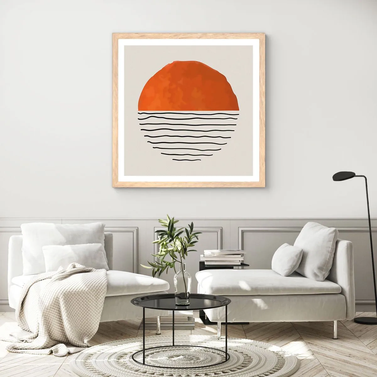 Plakát v rámu světlý dub - V japonské atmosféře - 60x60 cm