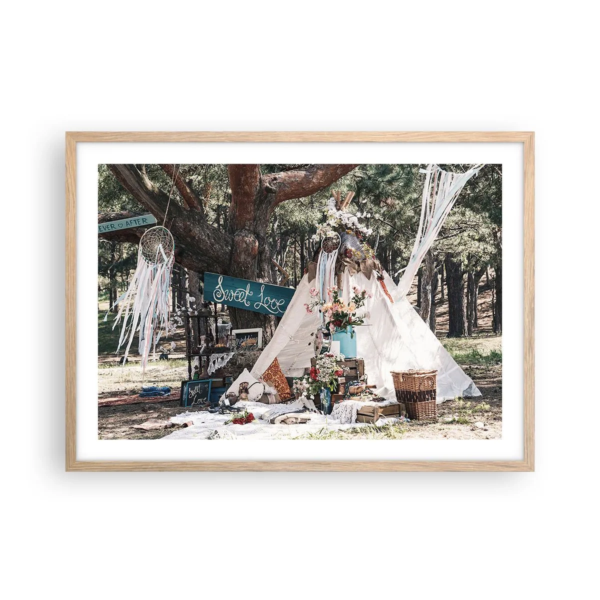 Plakát v rámu světlý dub - Make love… - 70x50 cm