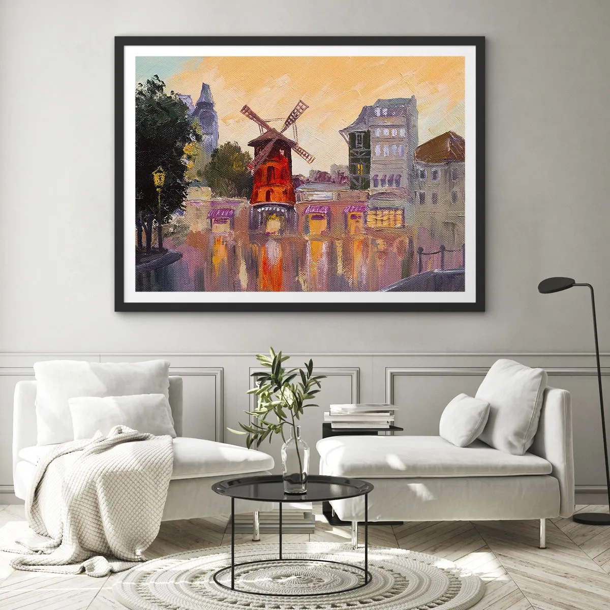 Plakát v černém rámu - Pařížské ikony – Moulin Rouge - 100x70 cm