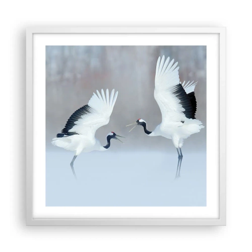 Plakát v bílém rámu - Tanec v mlze - 50x50 cm