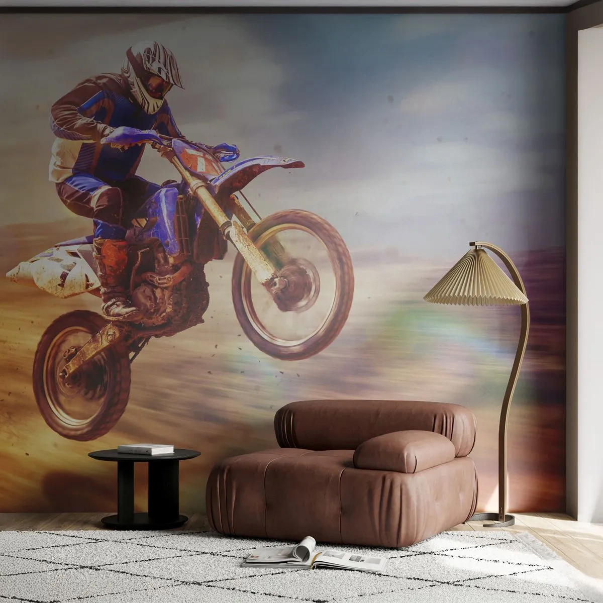 Fototapeta Premium Canvas - Motocyklová závrať - Motokros, Sport, Motocyklista - 200x140 cm