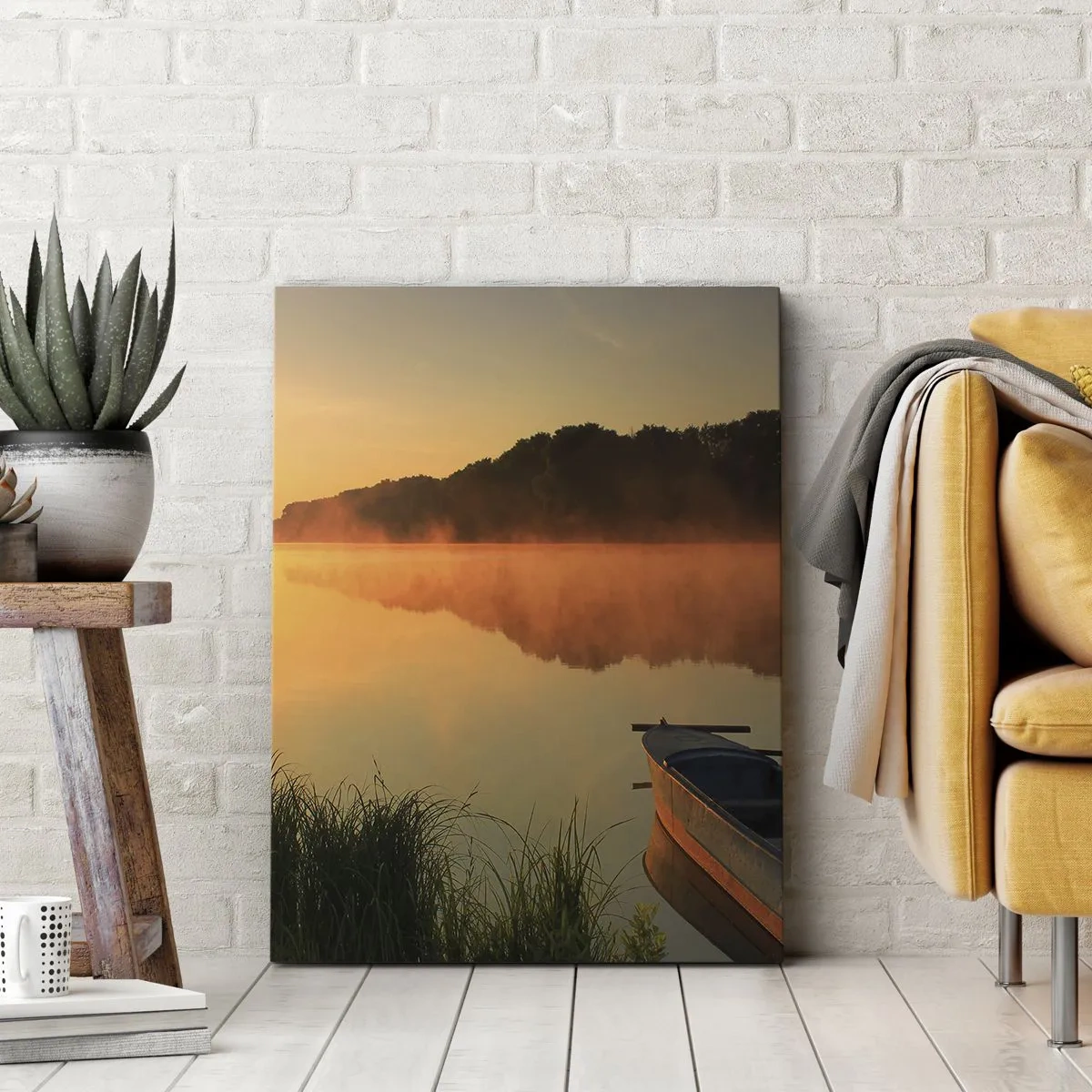 Obraz na plátně - Východ slunce u vody jako povrch zrcadla - 50x70 cm