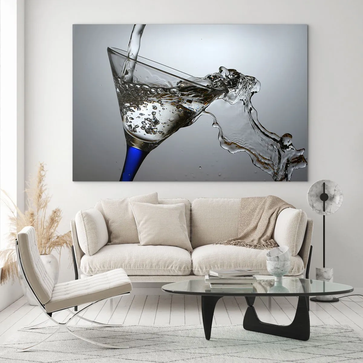 Obraz na skle - Křišťálová voda v křišťálovém skle - 120x80 cm