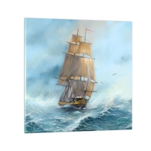 Obraz na skle - Běžící po vlnách - 30x30 cm