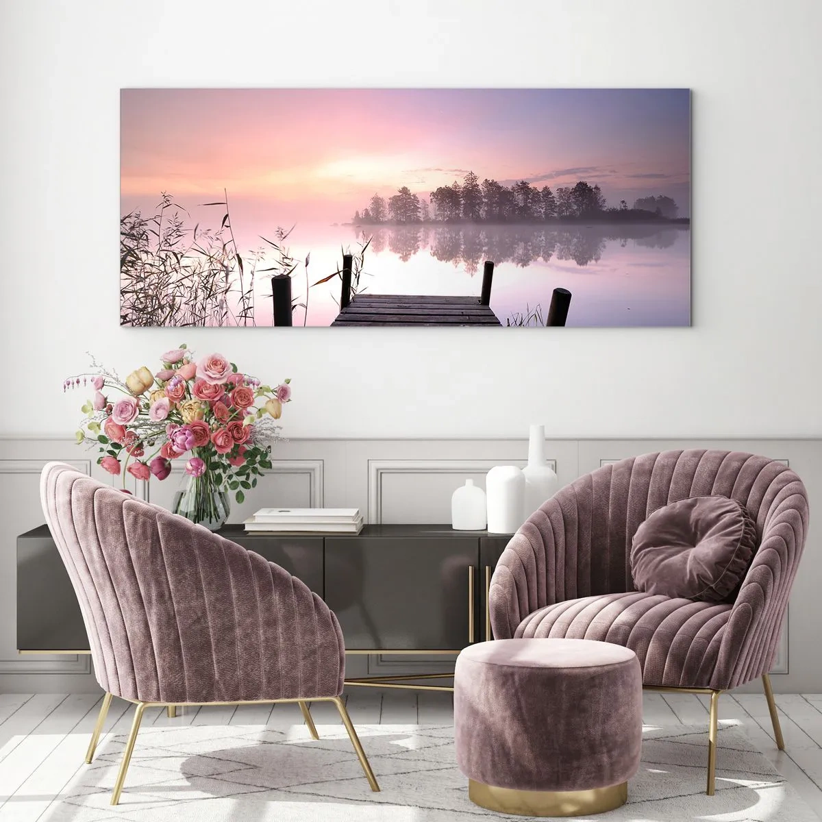 Obraz na skle - Z liliové mlhy… - 100x40 cm