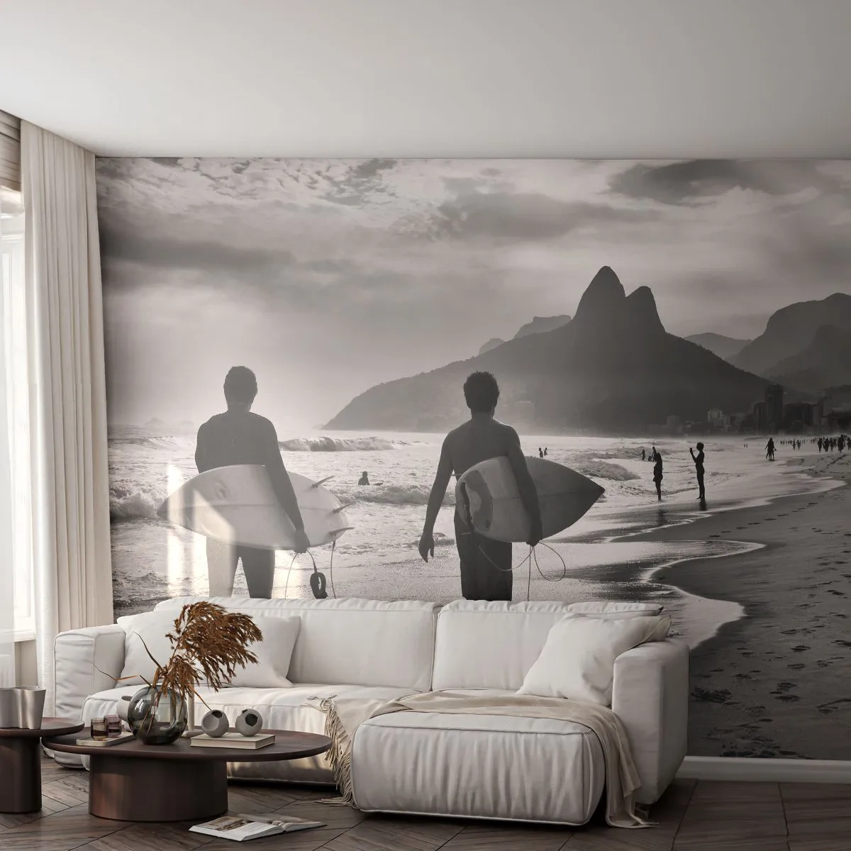 Fototapeta Samolepicí Deluxe Sticker - Samba na jednu vlnu - Surfař, Brazílie, Moře - 250x175 cm