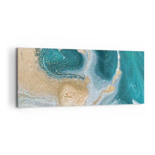 Obraz na plátně - Vír zlaté a tyrkysové - 100x40 cm