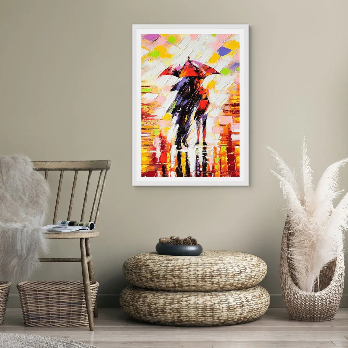 Plakát v bílém rámu - Společně přes noc a déšť - 50x70 cm